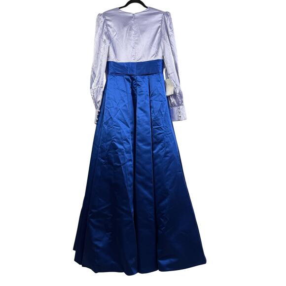 New Castlecore TS Couture Colorblock Blue Maxi Gown Puff Sleeve Evening HOCO - Picture 10 of 16